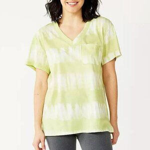 Sonoma Goods For Life Tunic Tee Top Size XS Lime Green Tie Dye Short Sleeves NWT